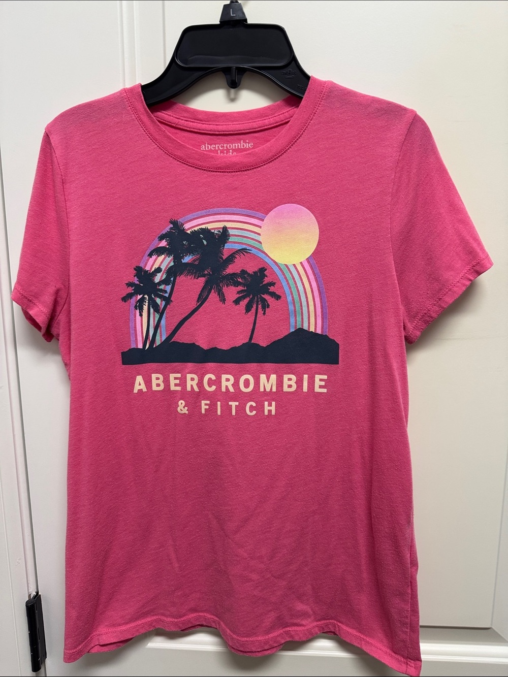 abercrombie kids Pink Palm Sunset Graphic Tee